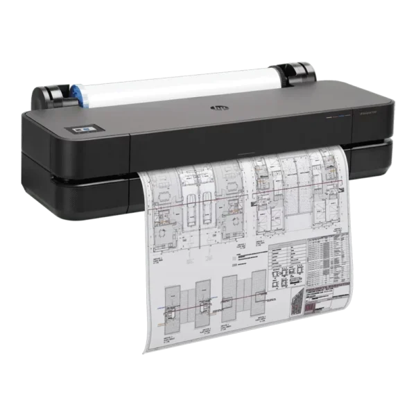 HP DesignJet T250 Impresora de 24 pulgadas edición 2025 - Vista Ángulo Derecho imprimiendo