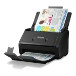 Escáner Dúplex de Documentos WorkForce ES-400 II - Vista Ángulo Izquierdo con papel