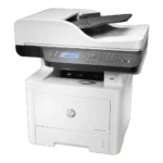 Impresora Multifunción HP Laser 432fdn vista ángulo izquierdo, mostrando el panel de control