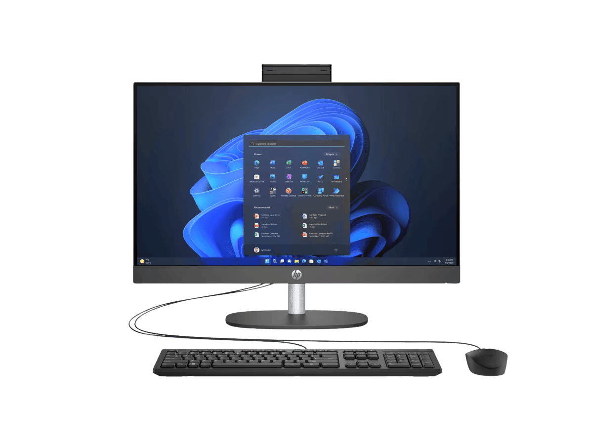 Computador All in One HP ProOne 240 G10 vista frontal con pantalla FHD de 23.8 pulgadas