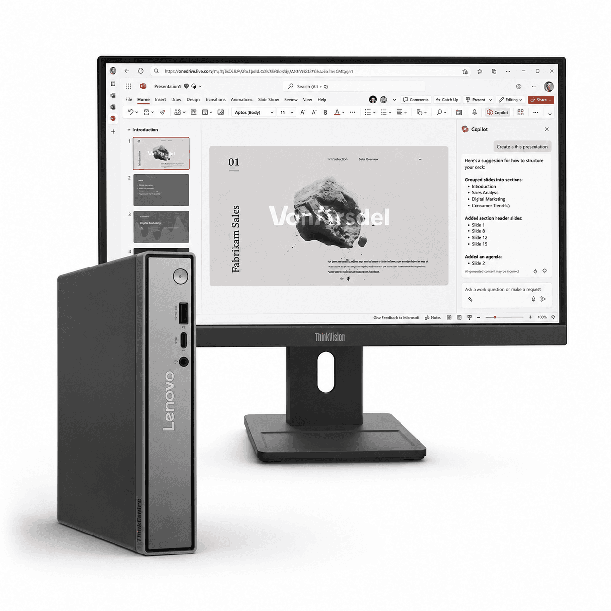 Lenovo ThinkVision E22-40 rr Lenovo ThinkCentre Neo 50q Gen 5 Tiny Intel Core 5 210H 8GB RAM 512GB SSD Monitor E22-40 21.5″ FHD – Computador empresarial compacto y eficiente - Imagen 1