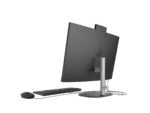 Parte trasera del HP ProOne 240 G10 con puertos de conectividad USB Type-C, HDMI y base ergonómica