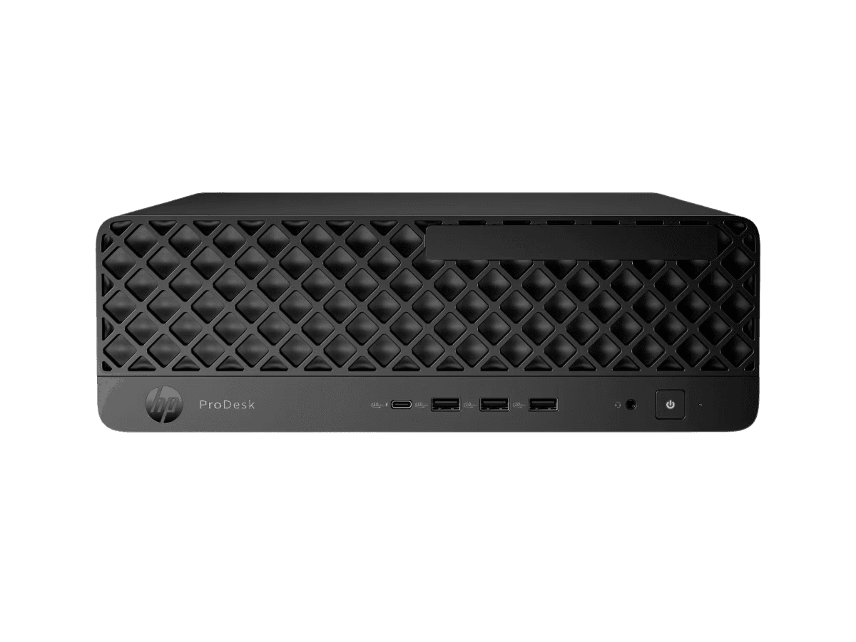 Vista frontal del computador corporativo HP ProDesk SFF 4G1i con diseño compacto