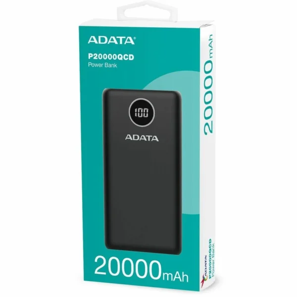 Power Bank ADATA P20000QCD 20000mAh - Carga Rápida QC3.0 para Smartphones y Tablets
