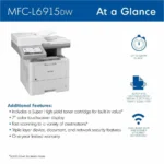 Brother MFC-L6915DW Impresora Láser Multifunción Monocromática - Potencia empresarial a 52 ppm para oficinas de alto volumen