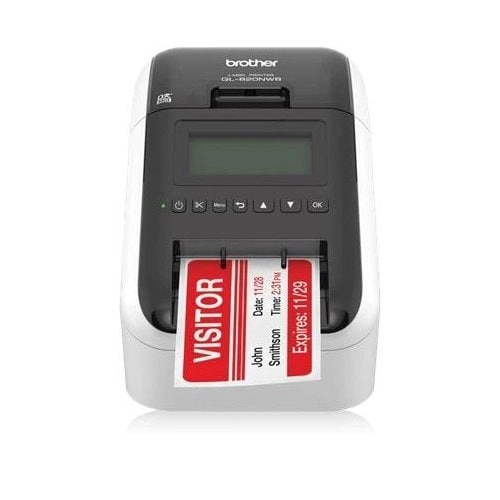 Brother QL-820NWB Impresora de Etiquetas Térmica Bluetooth Wi-Fi Ethernet - Etiquetado profesional en negro y rojo a máxima velocidad