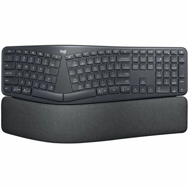 Logitech ERGO K860 Teclado Ergonómico Inalámbrico Bluetooth/RF Layout Español Negro - Escribe más cómodo y cuida tus muñecas