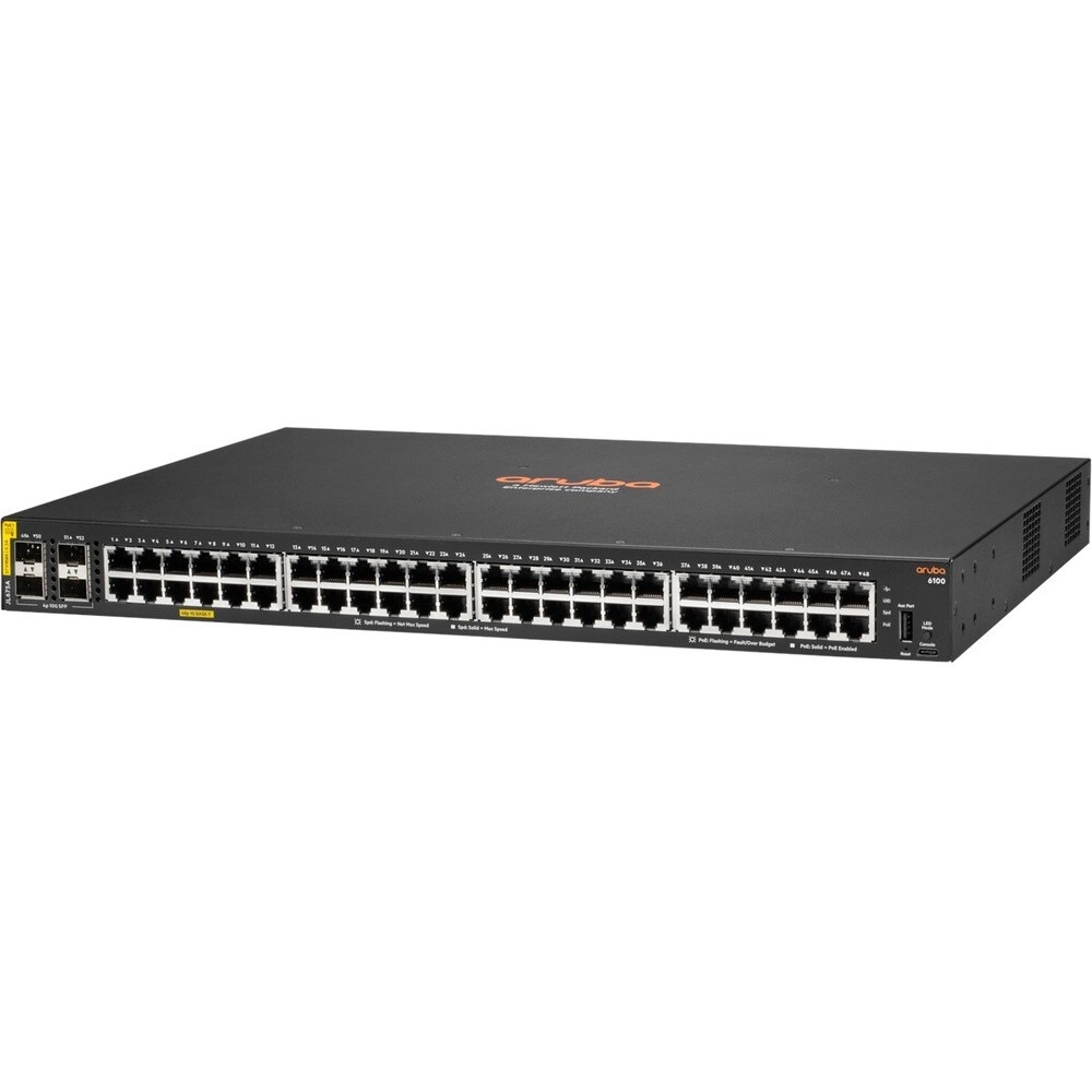 Switch Aruba 6100 48 Puertos Gigabit PoE+ 370W con 4 SFP+ - JL675A