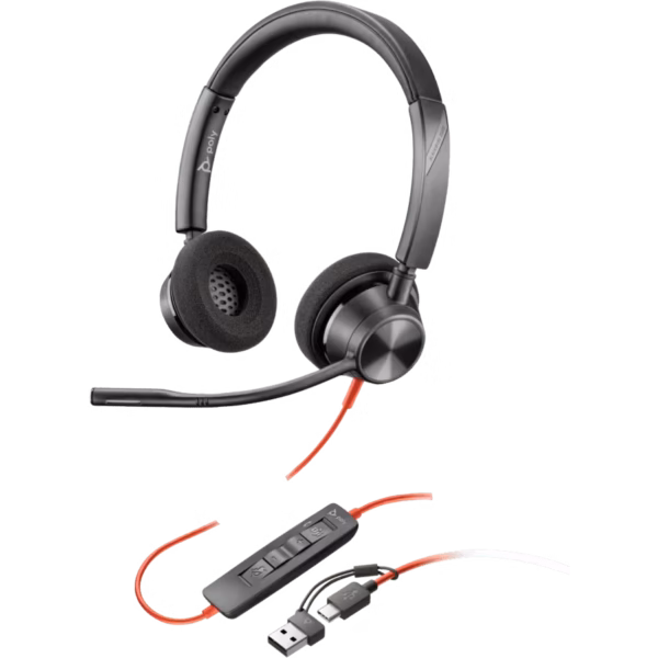 La Poly Blackwire 3320 Stereo es una diadema profesional con conexión USB-C, diseñada para comunicaciones y actividades cotidianas de trabajo. Incorpora micrófono con reducción de ruido, diseño con banda para la cabeza y un adaptador USB-C/A incluido, ofreciendo mayor versatilidad para conectarla a diferentes equipos compatibles.