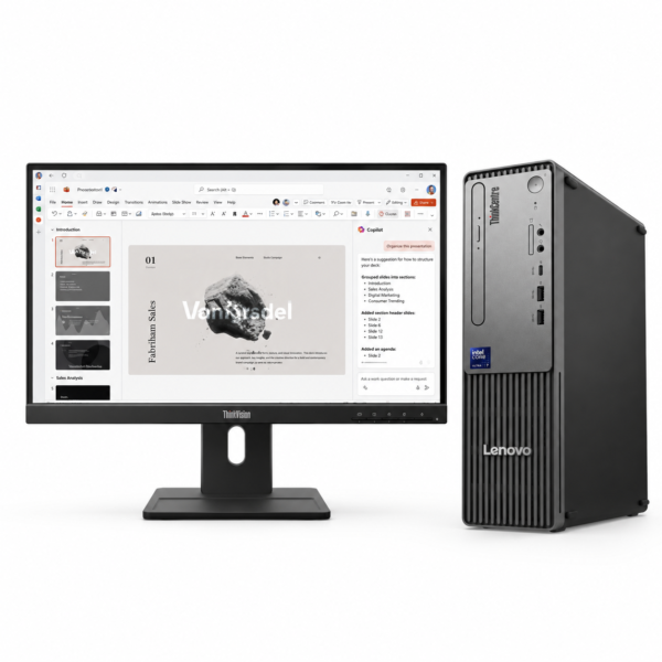El Lenovo ThinkCentre Neo 50s Gen 6 es un computador de escritorio compacto orientado a entornos empresariales que requieren rendimiento, conectividad y seguridad. Integra procesador Intel Core Ultra 5 225 memoria DDR5 de 16GB y almacenamiento SSD de 512GB, ofreciendo una plataforma sólida para aplicaciones de oficina, gestión empresarial y trabajo multitarea.